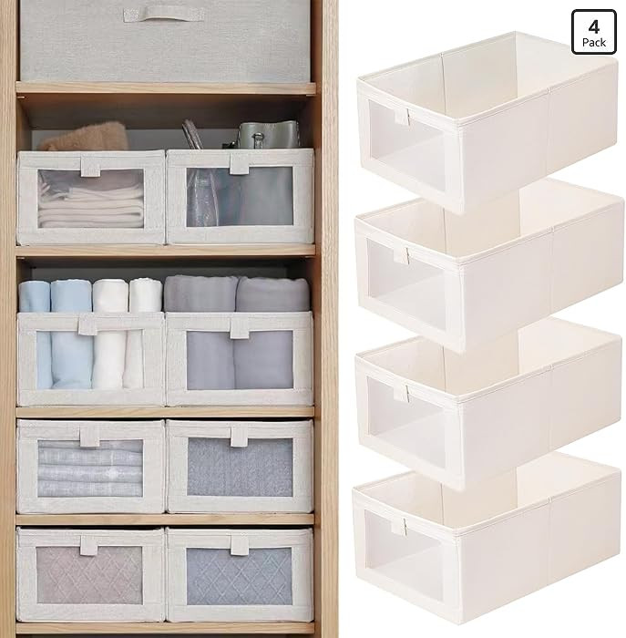 Pradnel Linen Closet Organizers And Storage, 4 Pack Storage Bins Baskets for Organization Foldabl... | Amazon (US)