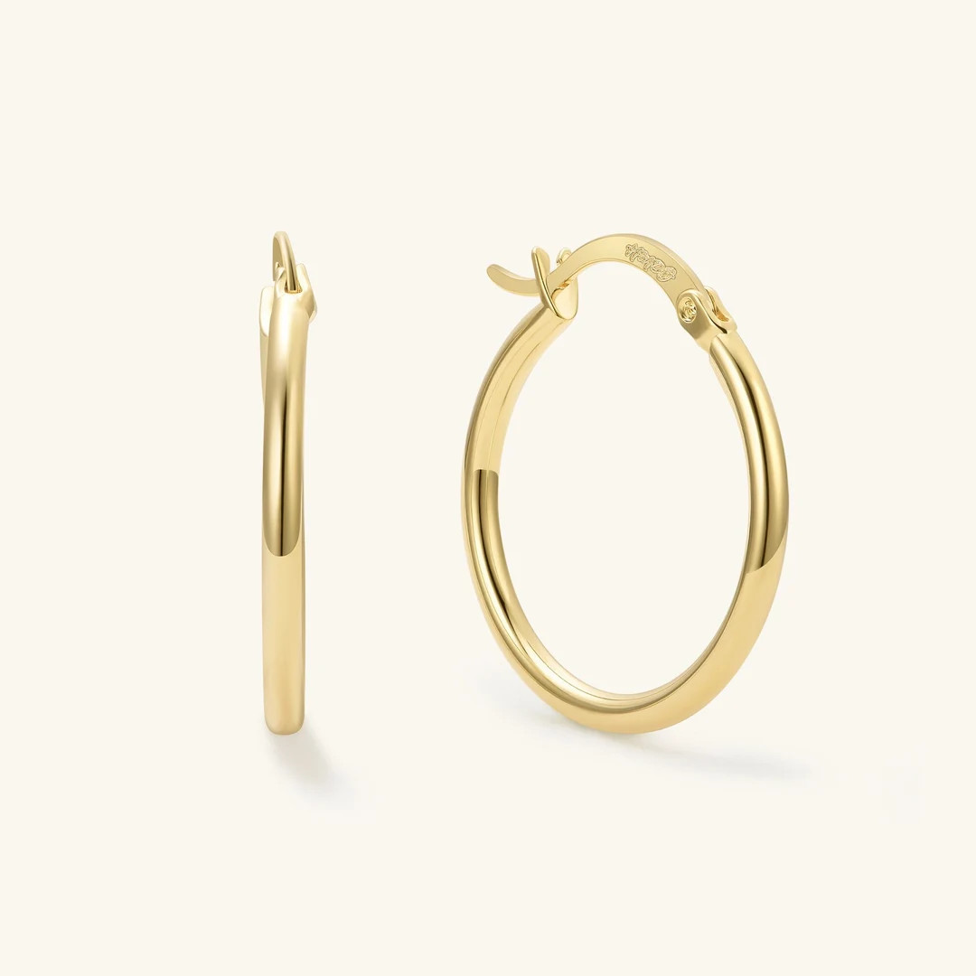 18K Gold Hoop Earrings Small Hoops 25mm Hoop Earrings Thin Gold Hoops Minimalist Earrings Gold Ea... | Etsy (US)