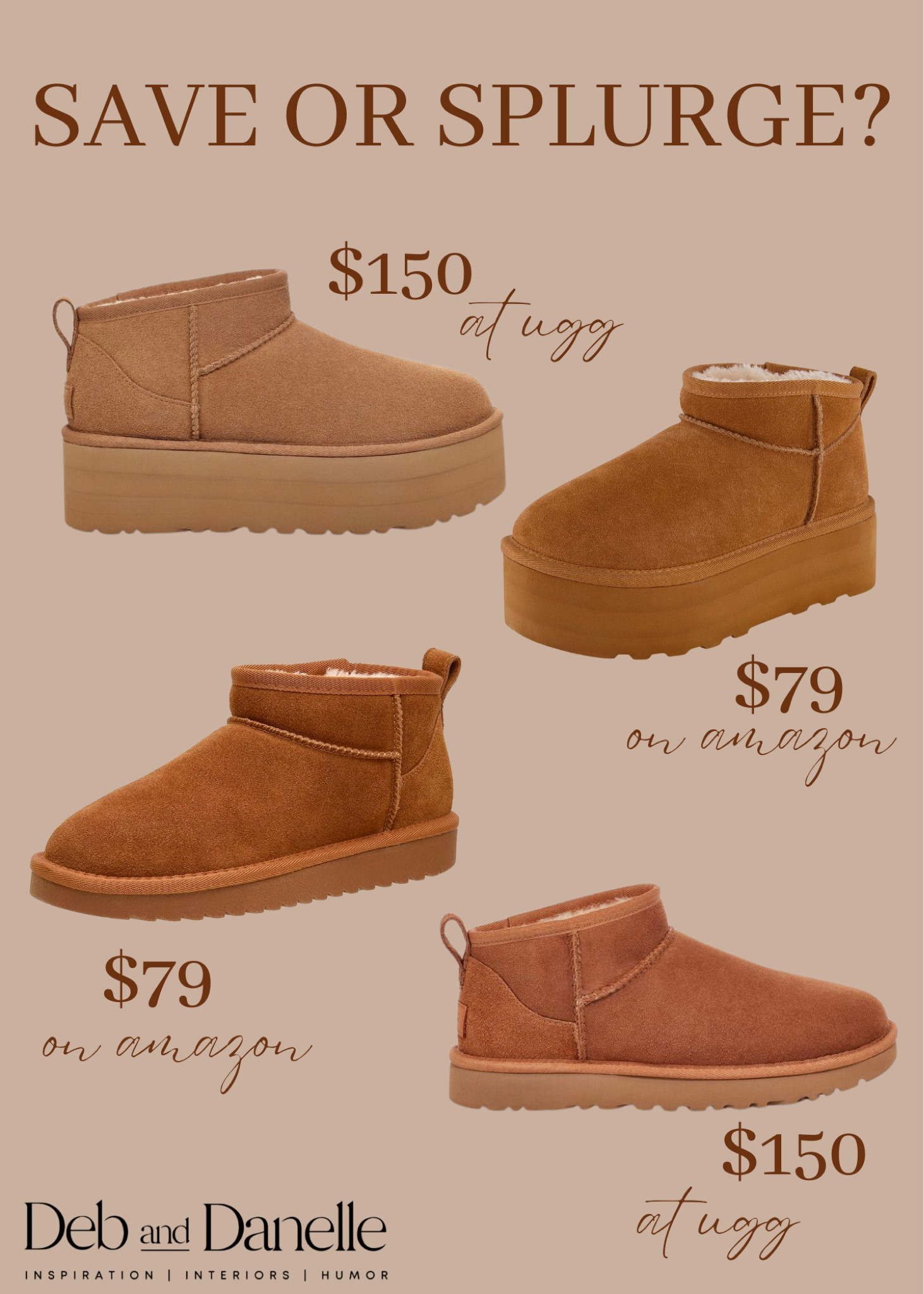 Save or splurge? 

Uggs, Ugg restock, Ugg dupe, Ugg mini shoes, save or splurge, Deb and Danelle 

#LTKstyletip #LTKFind #LTKshoecrush