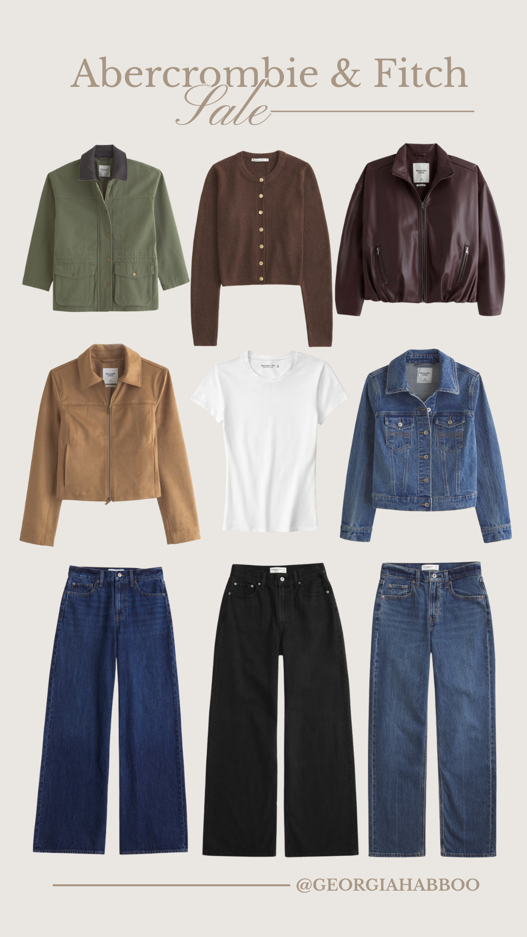 A&F, Abercrombie & Fitch, Jeans, Denim, Trousers, Jacket, Leather, Suede, Chocolate Brown, White T-Shirt, Black 

 #LTKuk #LTKautumn #LTKsale