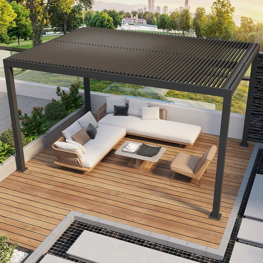 PURPLE LEAF Louvered Pergola Outdoor Aluminum Pergola with Adjustable Roof for Deck Backyard Gard... | Purple Leaf