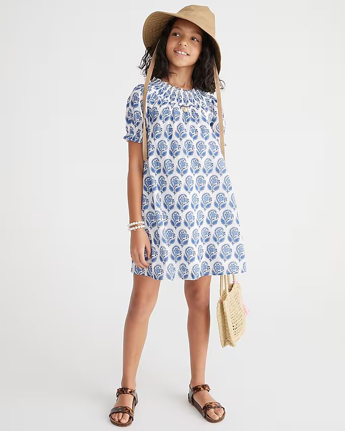 Girls' smocked-neck dress in prints | J.Crew US