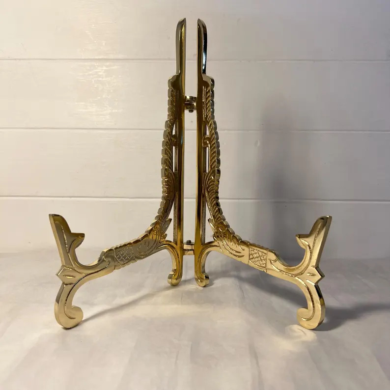 Large 10 inch Metal Easel Brass Finish Plate Stand | Wedding Tables | Etsy (Global)