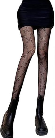 GAUDie Sexy Fishnet Stockings Letter Patterned Tights for Women Fashion Lace Tights High Waist Pa... | Amazon (US)