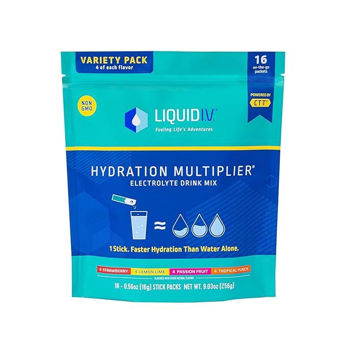 Liquid I.V. Hydration Multiplier Variety Pack – Lemon Lime, Passion Fruit, Strawberry, Tropical... | Amazon (US)