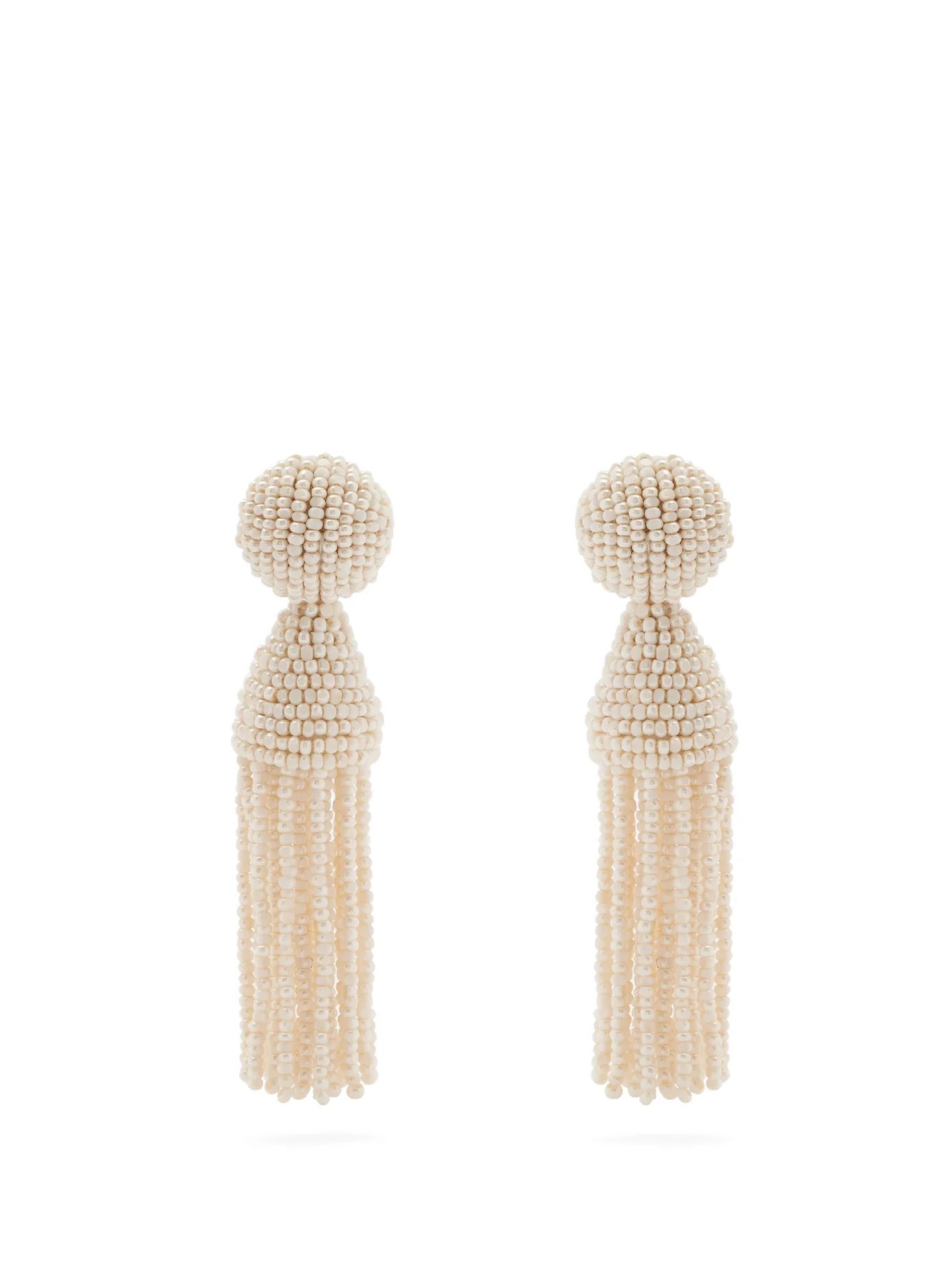 Bead-embellished tassel-drop earrings | Matches (US)