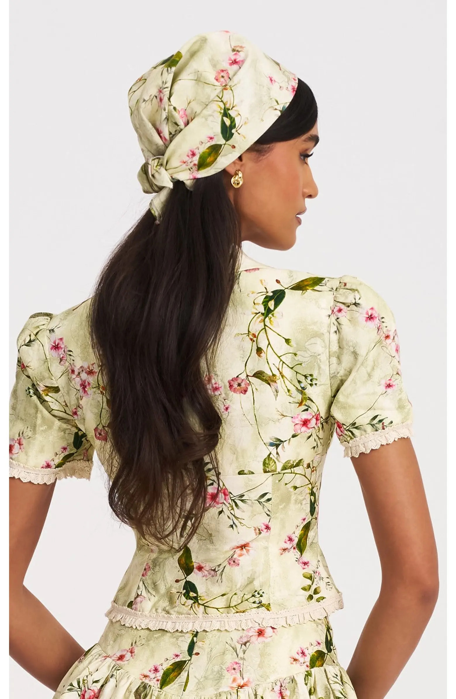 Spring Affair Print Linen Head Wrap Scarf | Nordstrom