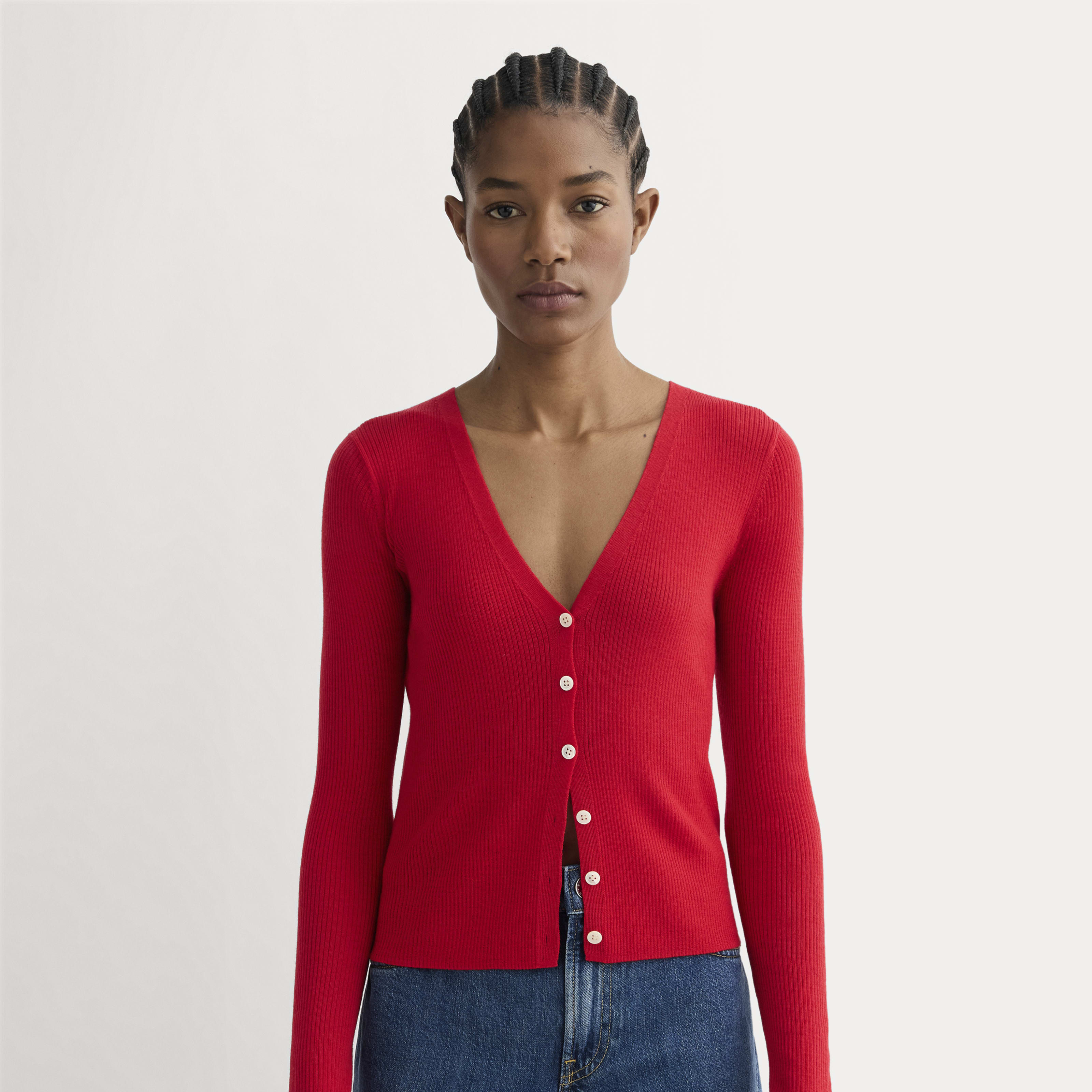 Women's Cardigan in Ultrasoft Merino by Everlane in Classic Red, Size L | Everlane