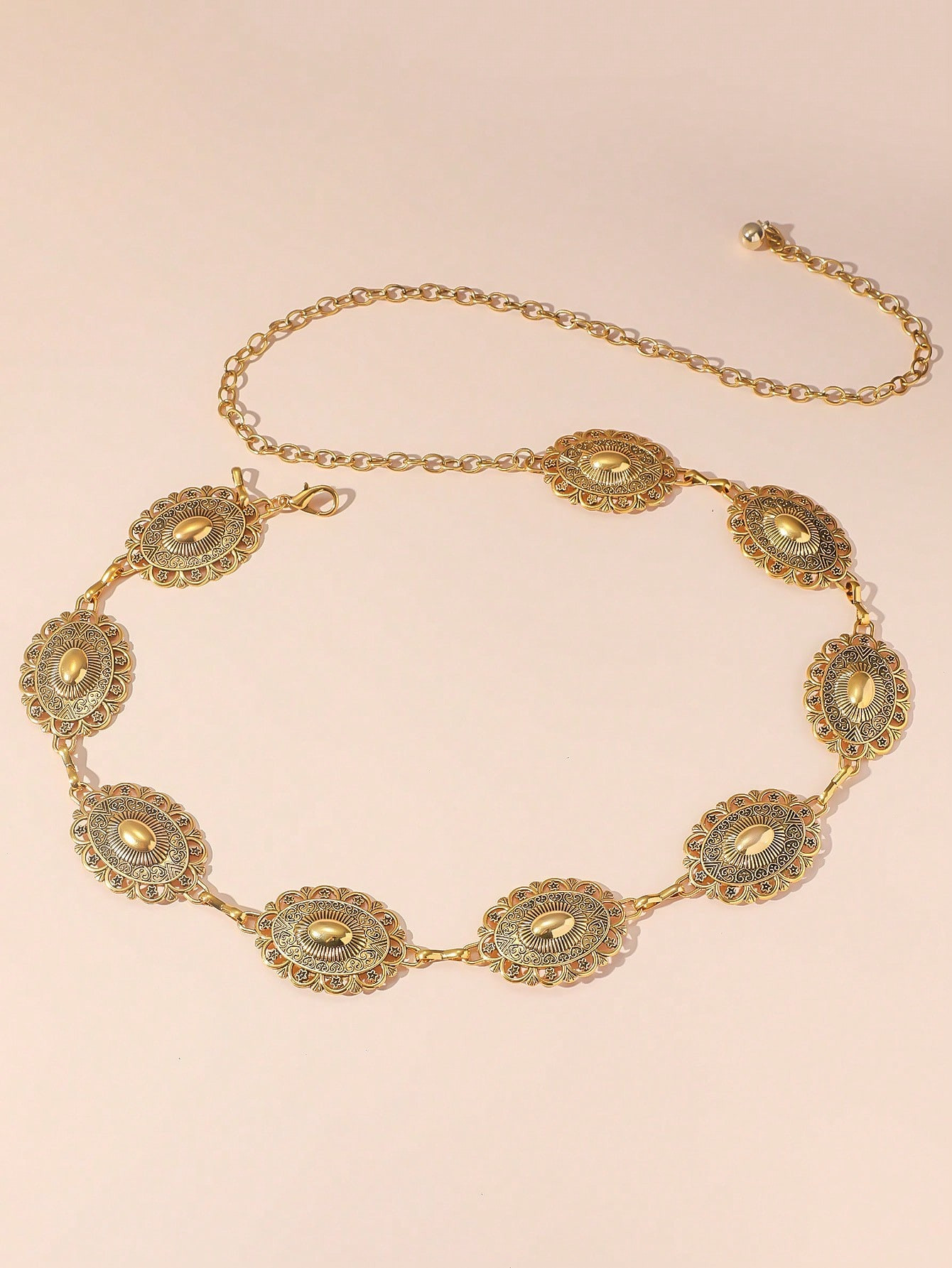 1pc Western Belt Vintage Women's Carved Buckle Black Texture Metal Waist Chain To Match Western S... | SHEIN