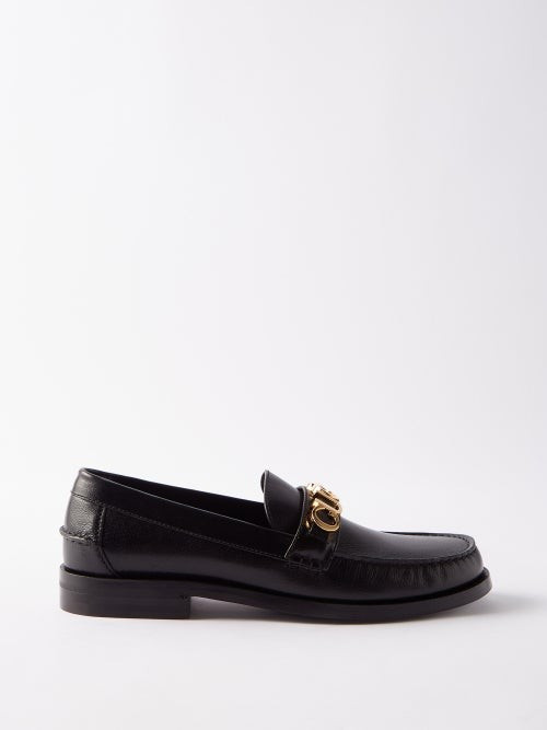 Gucci - Logo-plaque Leather Loafers - Womens - Black | Matches (US)