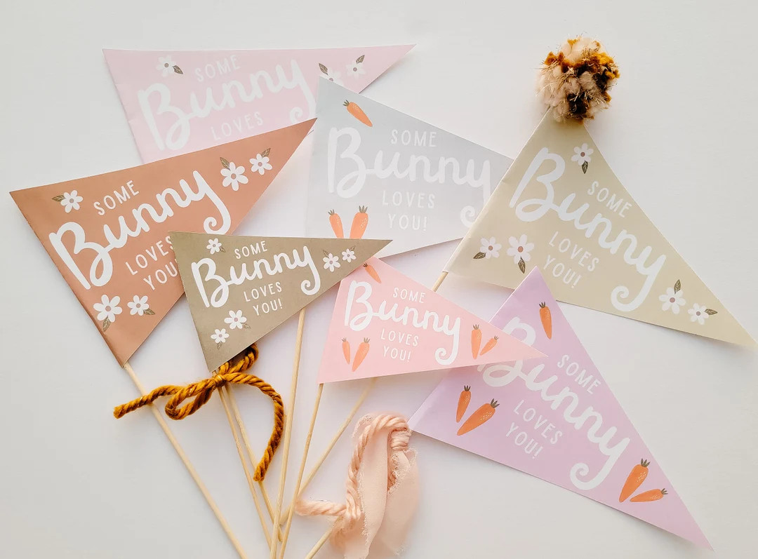 Easter Pennant Flags, Easter Basket Flag, PRINTABLE Easter Decorations, Some Bunny Loves You, Eas... | Etsy (US)