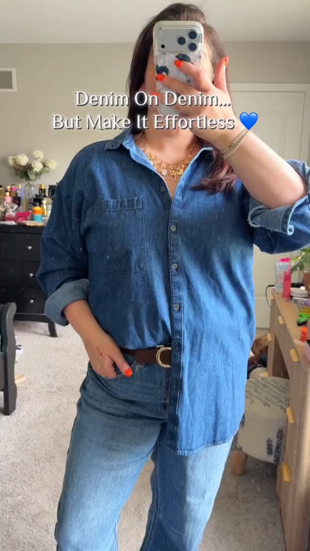 Denim on Denim but make it effortless and mid size approved. Perfect look for a casual dinner night out. #summeroutift #denimondenim

#LTKootd #LTKMidsize #LTKgrwm