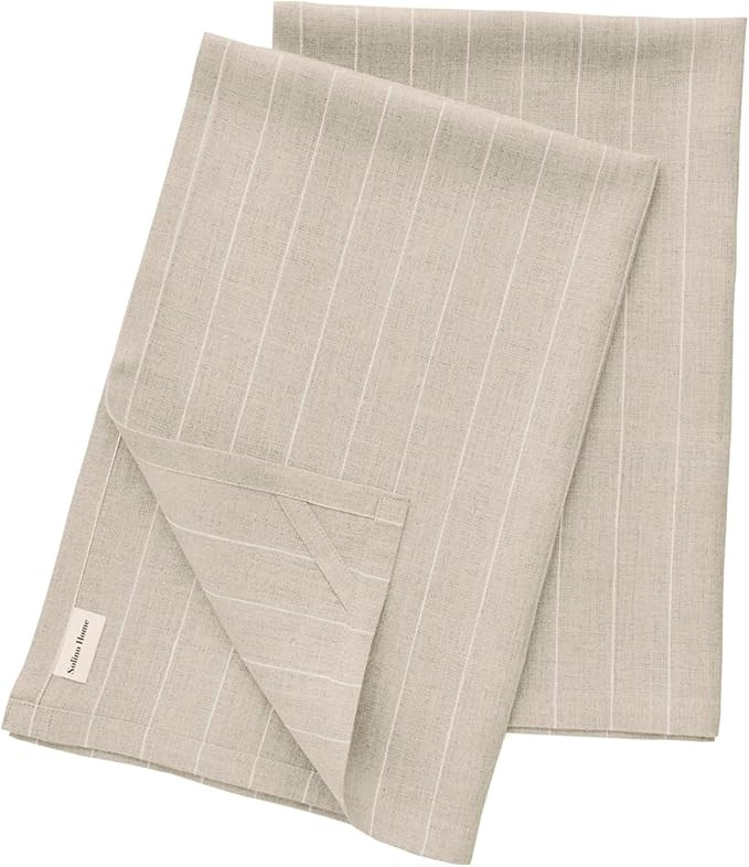 Solino Home Linen Kitchen Towels Set of 2 – Natural and White 17 x 26 Inch – 100% Pure Linen ... | Amazon (US)