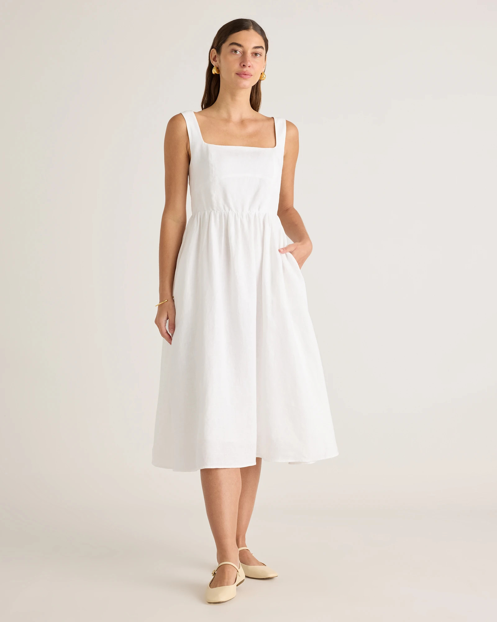 100% European Linen Fit & Flare Midi Dress | Quince