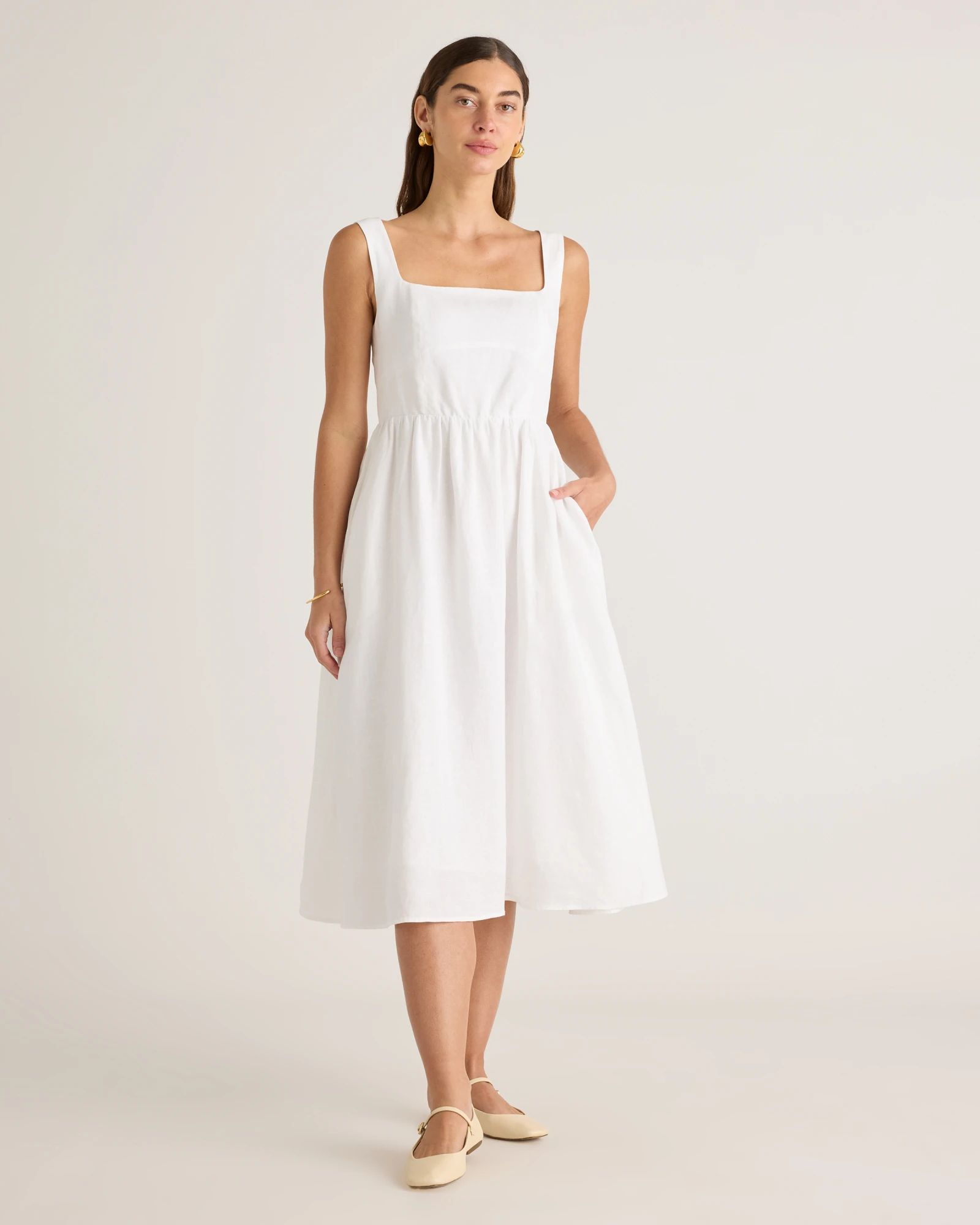 100% European Linen Fit & Flare Midi Dress | Quince