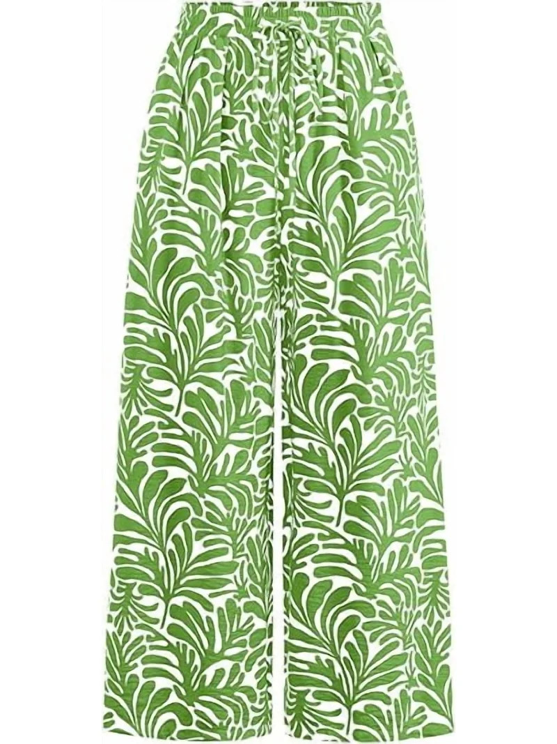 PRETTYGARDEN Womens Pants Elastic Waist Floral Lightweight Pants for Women Casual Wide Leg Pants ... | Walmart (US)