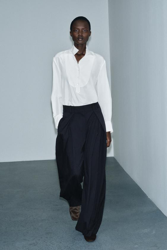 ZW COLLECTION WIDE LEG PLEATED PANTS | Zara US