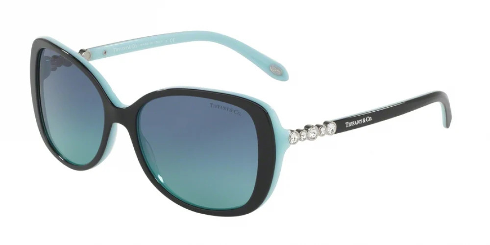 Tiffany 4121B Sunglasses 80559S - Black - Blue Gradient Women Rectangle | Designer Optics