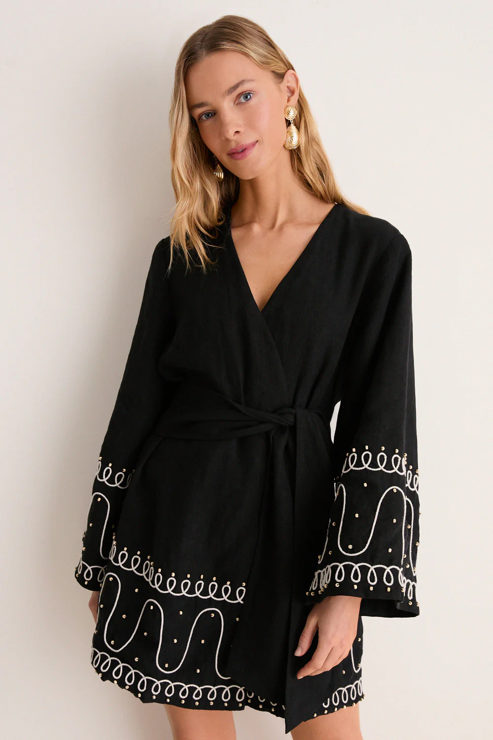 Soutache Beaded Linen Callista Wrap Dress | Tuckernuck (US)