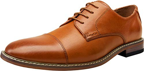 Vostey Men's Brown Oxford Dress Shoes - Formal & Business Derby Shoes (BMY703 Yellow Brown 9) | Amazon (US)