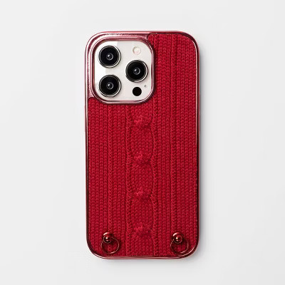 Hello Lux iPhone 14 Pro Phone Case - Red Metallic Knit Sweater | Target