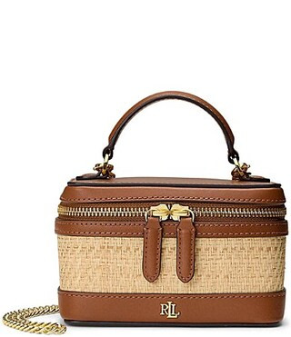 Lauren Ralph Lauren Hallee Raffia Vanity Crossbody Bag - Natural | Dillard's
