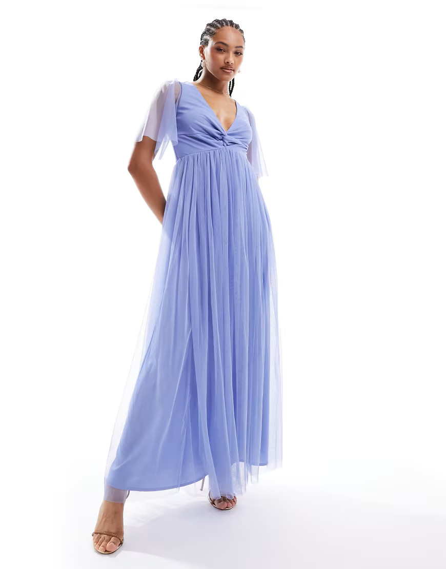 Anaya twist tulle maxi dress in soft blue | ASOS (Global)