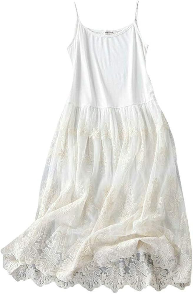 Women Casual Floral Lace Trim Extender Camisole Dress Slip Spaghetti Tank Top for Summer | Amazon (US)