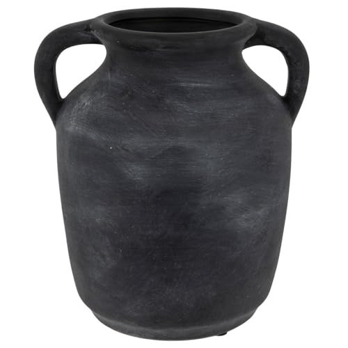 Hobby Lobby Black Ceramic Vase with Handles, Matte Black, 10.13" H x 9" W, Rustic Design, Decorative Vase for Faux Florals, Home and Office Decor | Amazon (US)