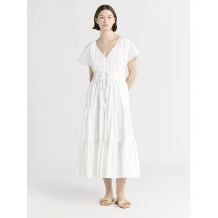 Free Assembly Women s and Women s Plus Tiered Cotton Maxi Dress Sizes XS-4X | Walmart (US)