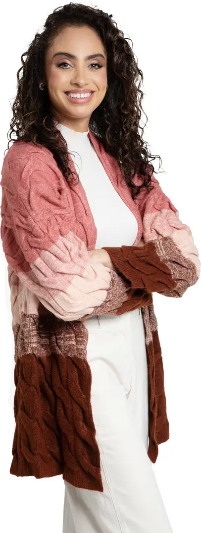SAACHI Coloblock Cable Knit Cardigan | Nordstromrack | Nordstrom Rack