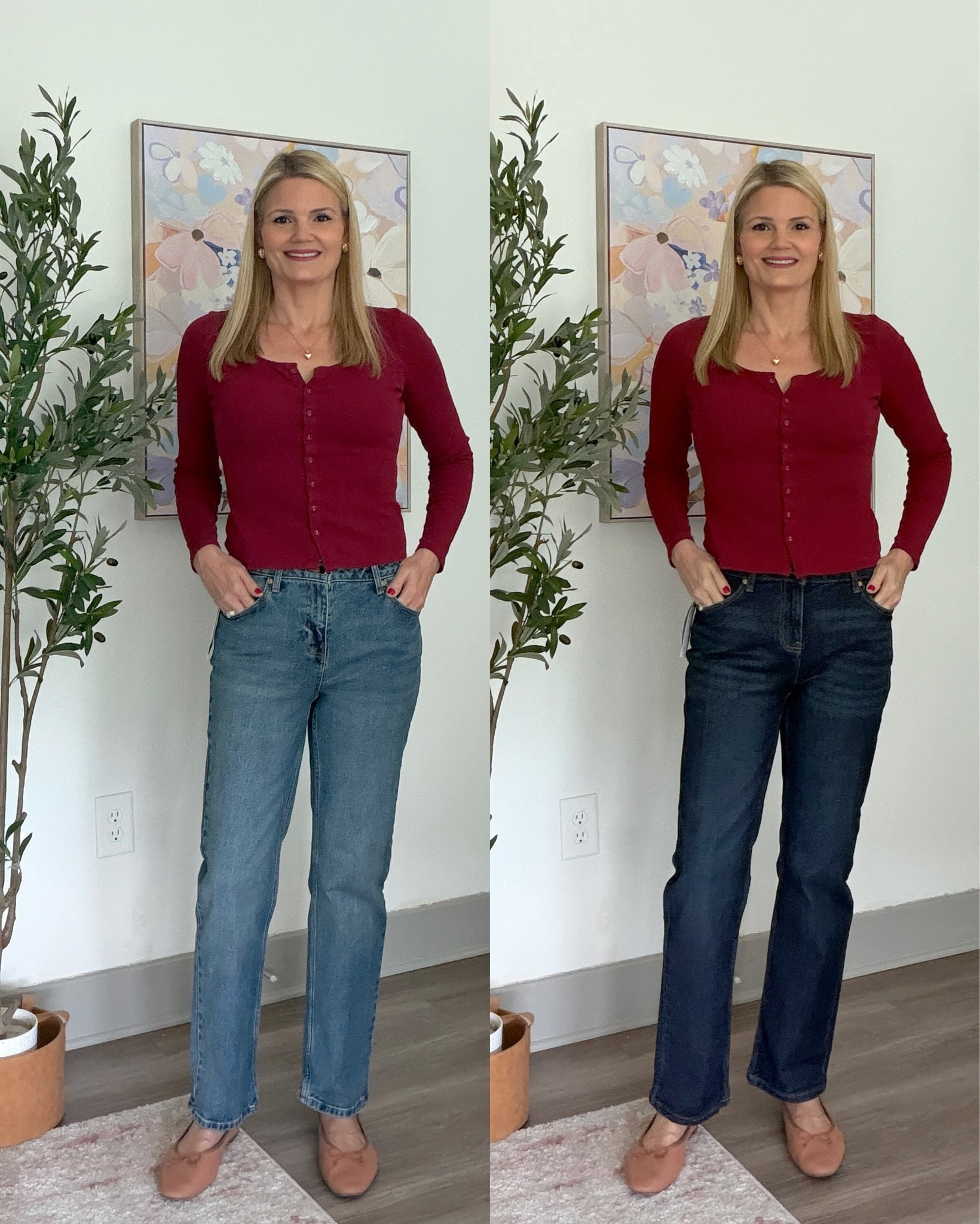 New Walmart straight leg jeans that are just like a designer pair! Only $30! Size down in the dark wash as they run big.

#LTKootd #LTKOver40 #LTKTall