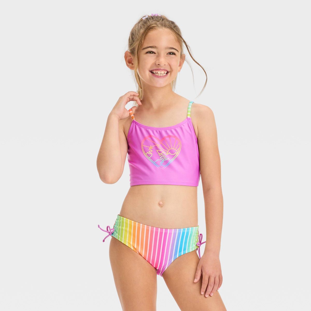 Girls' Unicorn Rainbow Heart Printed Midkini Set - Cat & Jack™ | Target