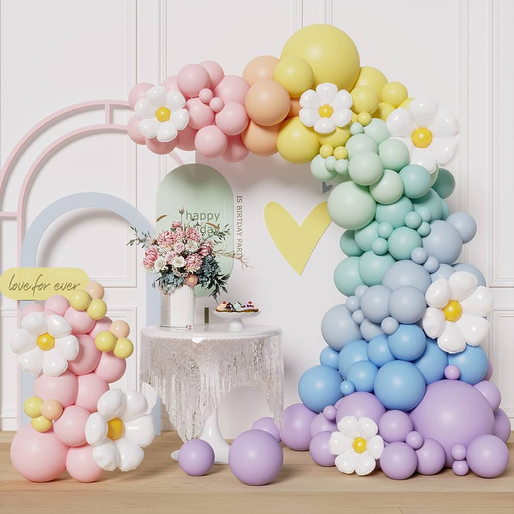 RUBFAC 189pcs Daisy Pastel Balloons Garland Arch Kit Easter Balloon Arch Kit Assorted Colors Baby... | Amazon (US)