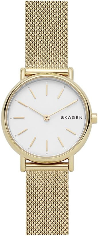 Skagen Women's Signatur Quartz Analog Stainless Steel and Stainless Steel Mesh Watch, Color: Gold... | Amazon (US)