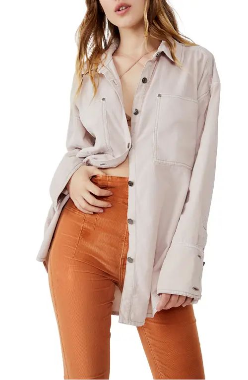 Free People Baby Cord Shirt Jacket in Champagne Dream at Nordstrom, Size Large | Nordstrom