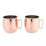 True Hammered Moscow Mule Copper Mugs, 2 Pack, wine bottle opener, One Size | Amazon (US)