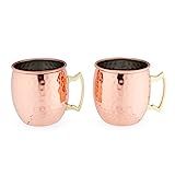 True Hammered Moscow Mule Copper Mugs, 2 Pack, wine bottle opener, One Size | Amazon (US)