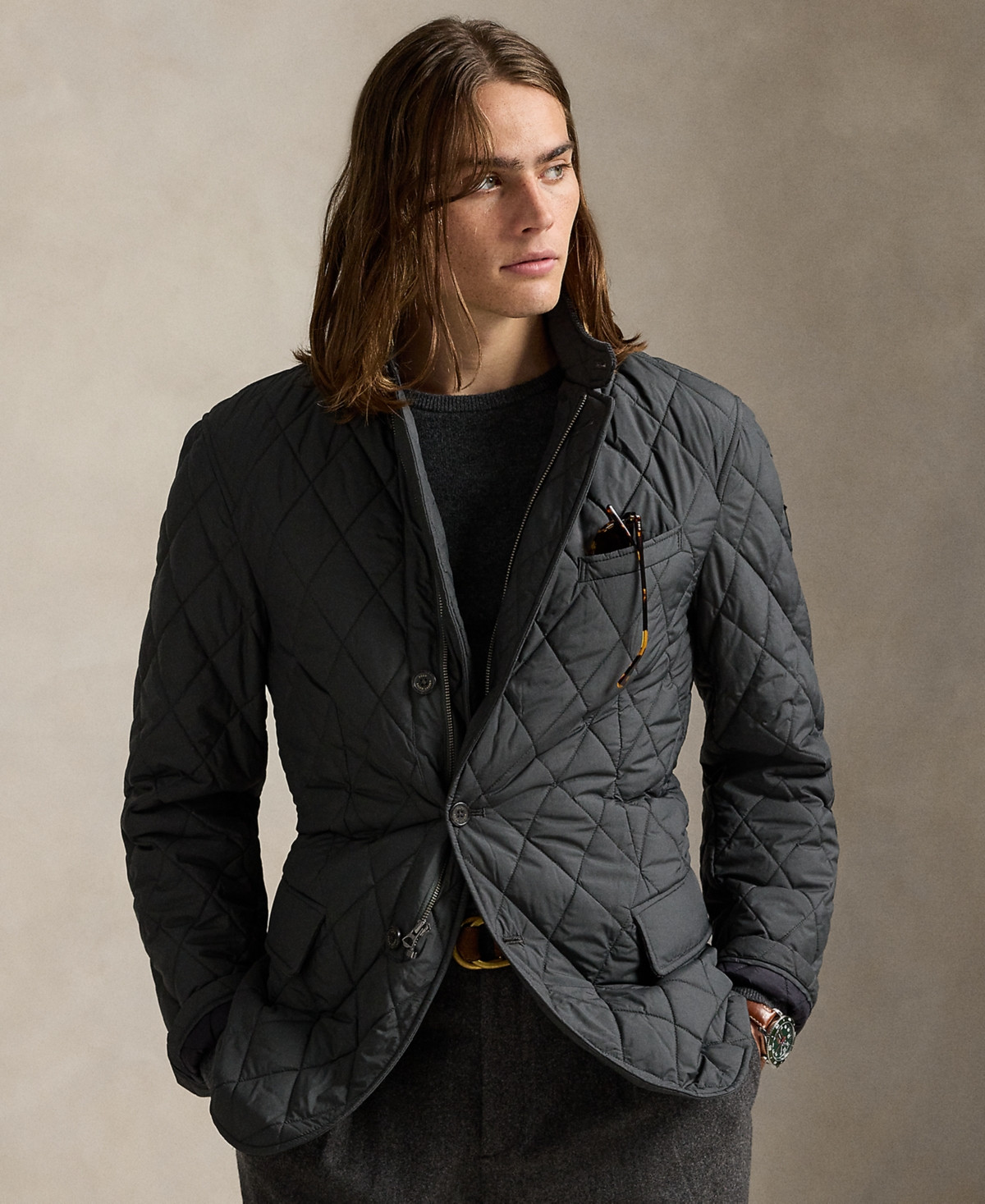 Polo Ralph Lauren Men's Beaton Quilted Water-Repellent Sport Coat Jacket - Charcoal Gray | Macy's