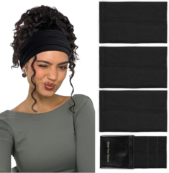 Huachi Black Headbands for Women Wide Headbands for Women Non Slip Thick Womens Headband Boho Ela... | Amazon (US)