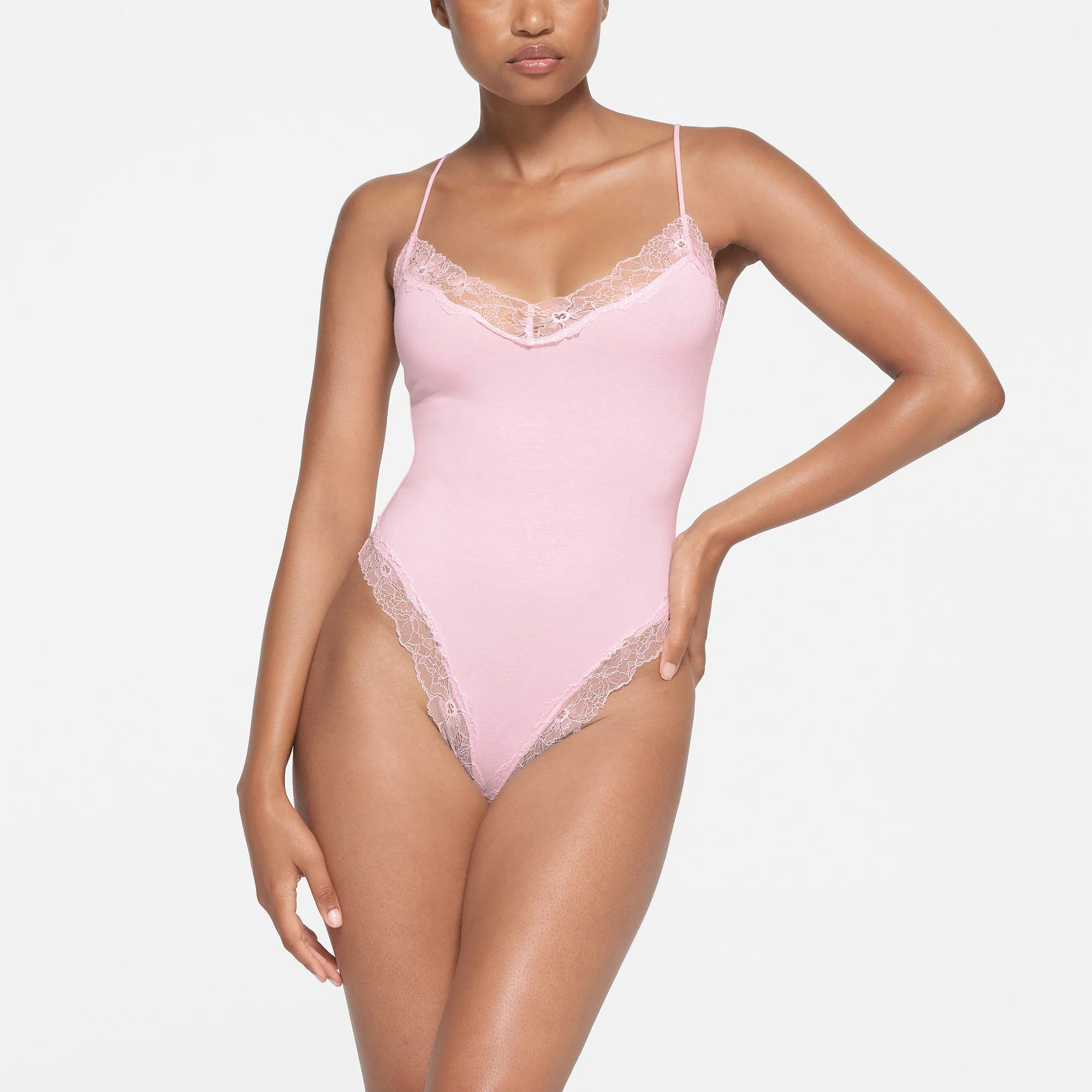 SKIMS Cami Bodysuit | Pink | 2XL | Cotton Lace | SKIMS (US)