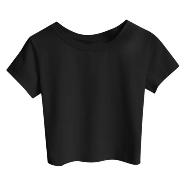 CieKen Women  Casual Solid Color Tank Short Sleeve Top Blouse Crop T-Shirt T-shirt for women - Wa... | Walmart (US)