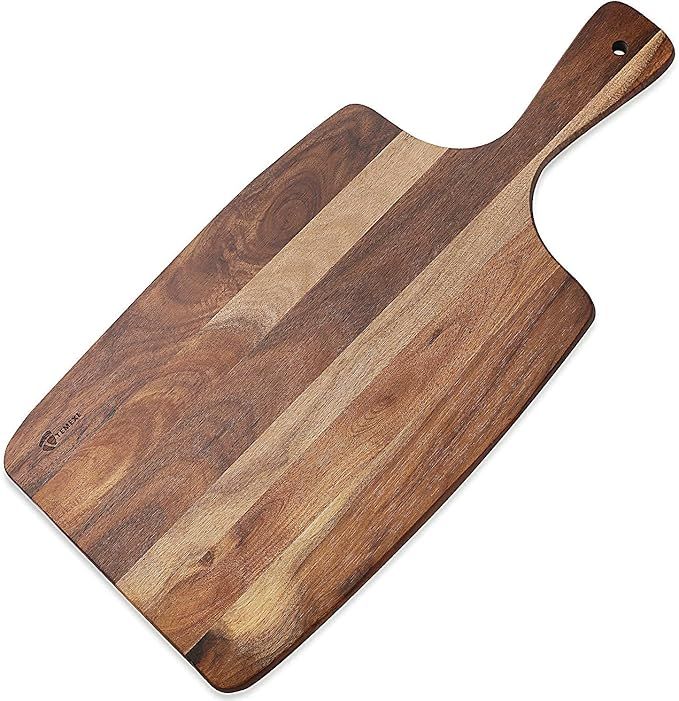 TEMEXE Acacia Wood Cutting Board - Paddle Cutting Boards with handle for Meat, Cheese, Bread, Veg... | Amazon (US)