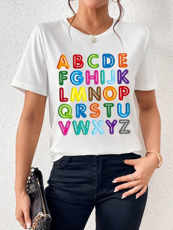 SHEIN EZwear Letter Graphic Tee | SHEIN