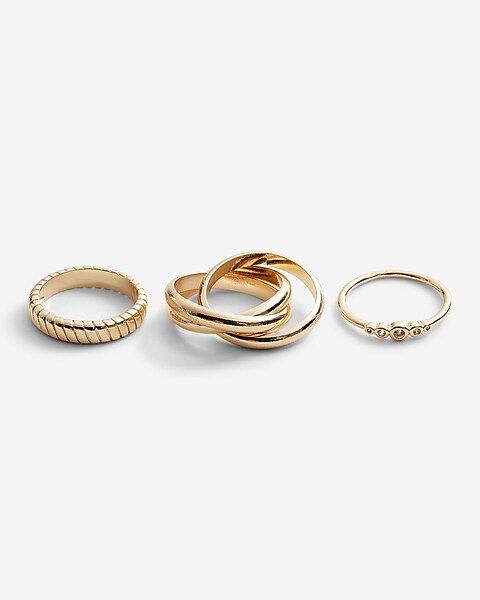 3 Piece Intertwined Mixed Ring Set | Express