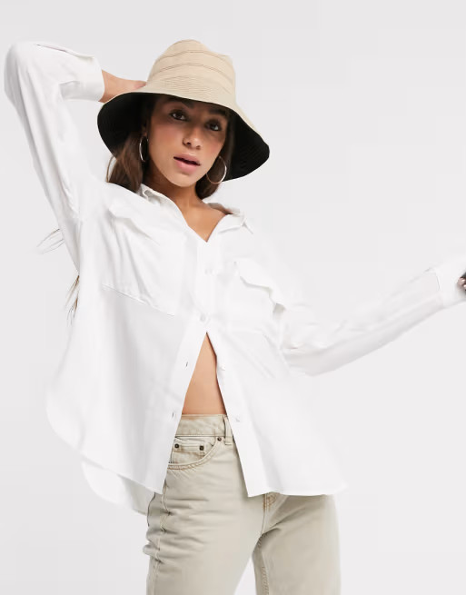 Bershka oversized shirt in white | ASOS (Global)