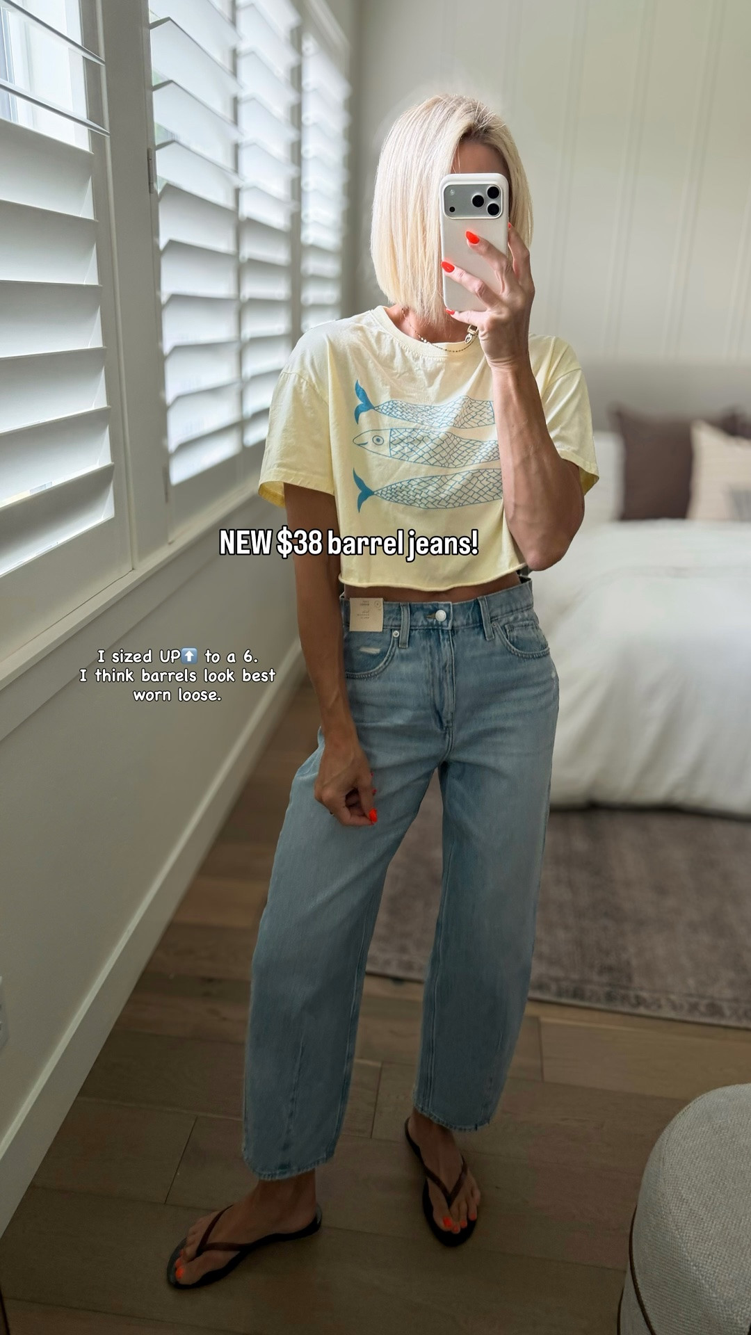 NEW @Target $38 barrel jeans. So impressed with the quality of the denim & flattering silhouette. 
I sized up to a 6 — barrel jeans look better a little loose, imo.

#LTKmomlife #LTKootd #LTKOver40