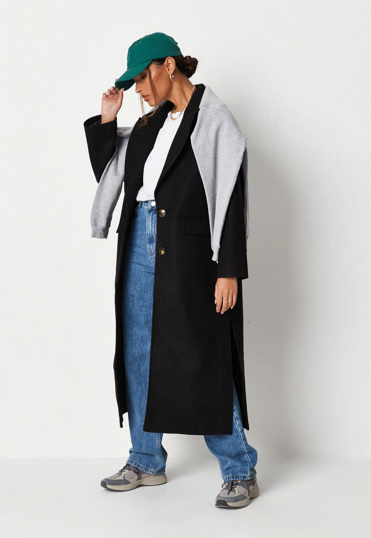 Missguided - Black Side Split Formal Midaxi Coat | Missguided (US & CA)
