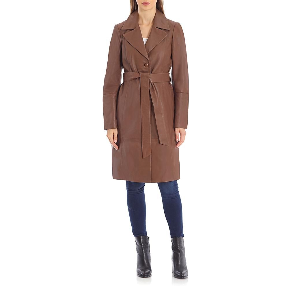Badgley Mischka Single-Breasted Belted Lamb Leather Trenchcoat | HSN