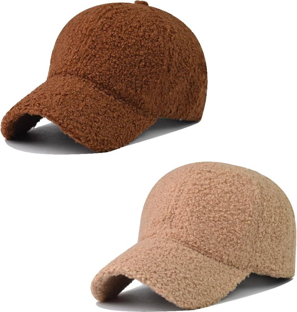 Urban Virgin 2 Packs Winter Women Lamb Wool Baseball Caps for Womens Soft Solid Color Warm Adjust... | Amazon (US)